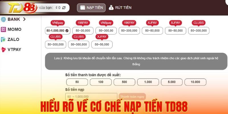 Tìm hiểu quy trình xử lý khoản nạp TD88